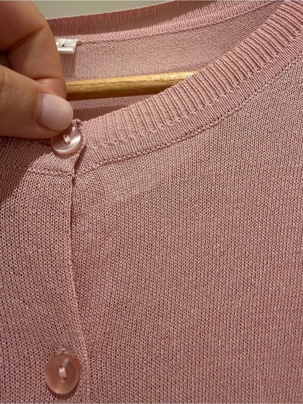 Light Pink Button-Front Cardigan - Picture 3 of 5